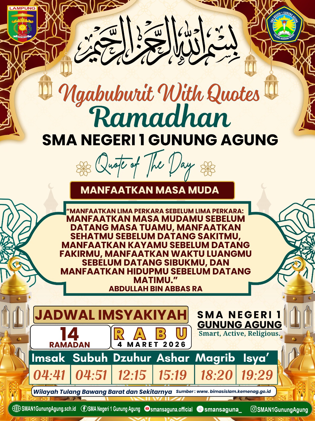 Ngabuburit With Quotes Ramadhan, SMA Negeri 1 Gunung Agung Ajak Siswa Maknai Masa Muda