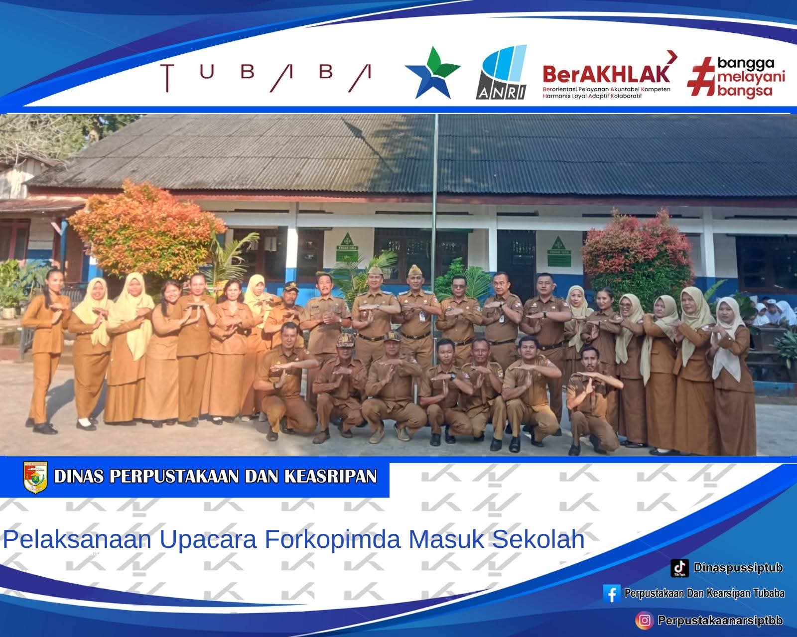 Kadis Perpustakaan dan Kearsipan Hadiri Upacara Forkopimda Masuk Sekolah di SDN 20 TBU