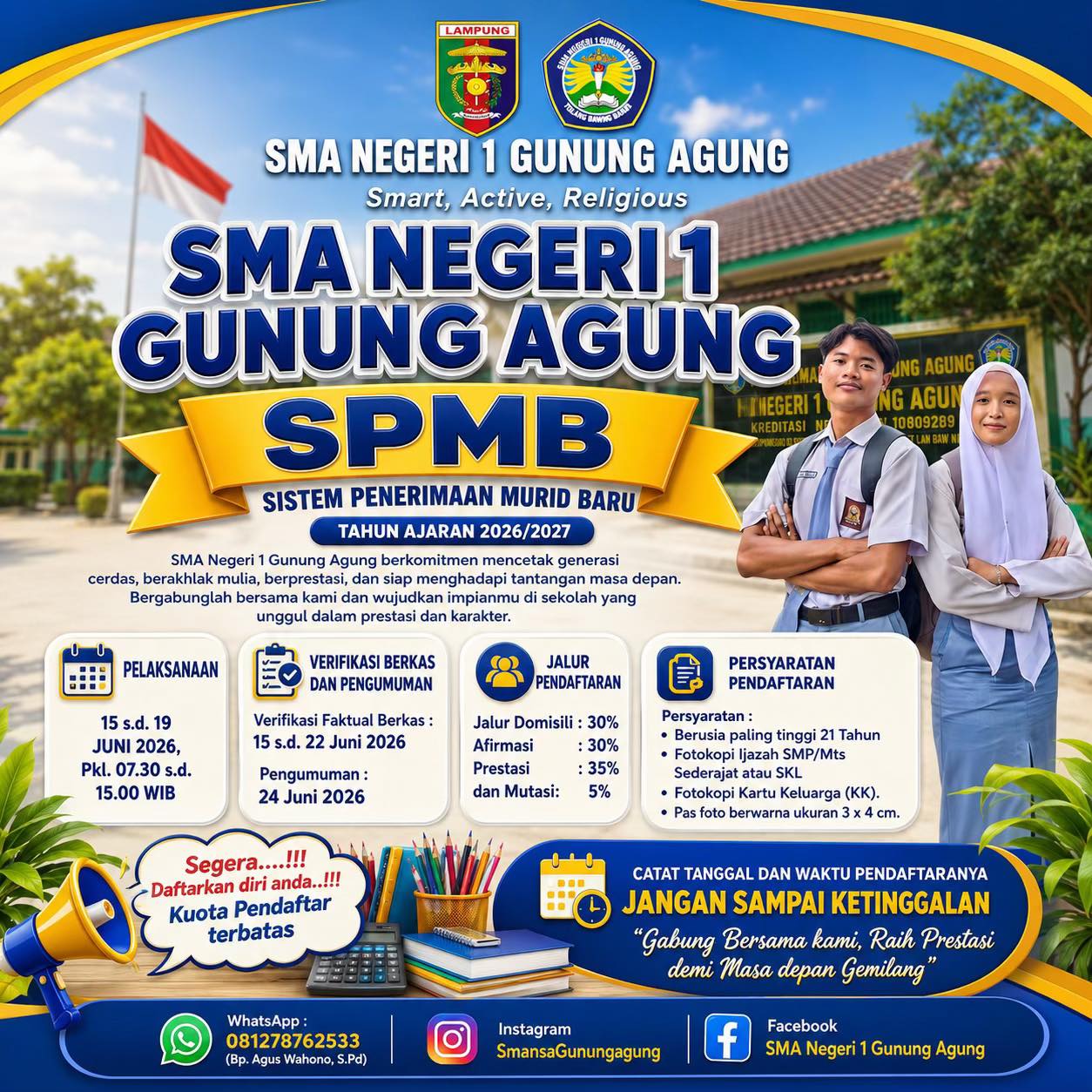 SMA Negeri 1 Gunung Agung Buka SPMB 2026, Siap Cetak Generasi Cerdas dan Berkarakter