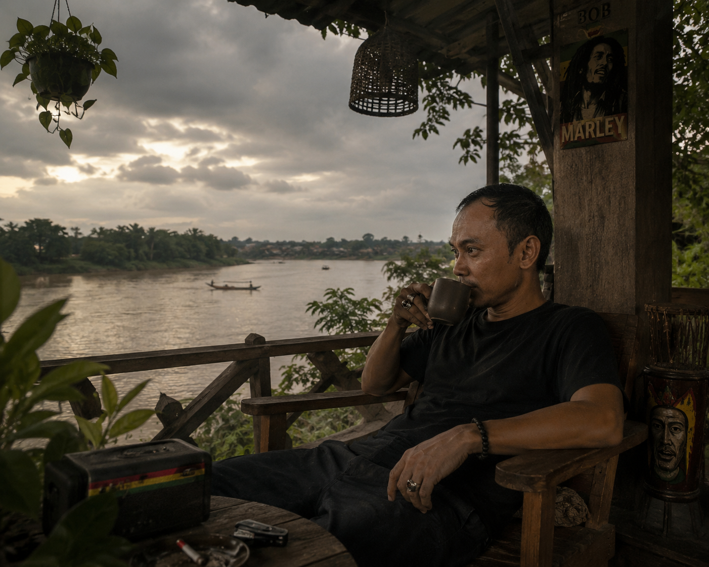 Ngopi di Balkon Rumah Panggung Menikmati Sungai Way Kiri Tubaba