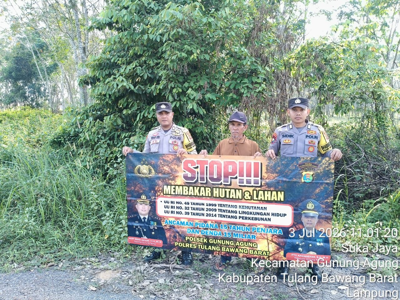 Cegah Karhutla, Polsek Gunung Agung Gencarkan Patroli Dialogis dan Edukasi kepada Masyarakat