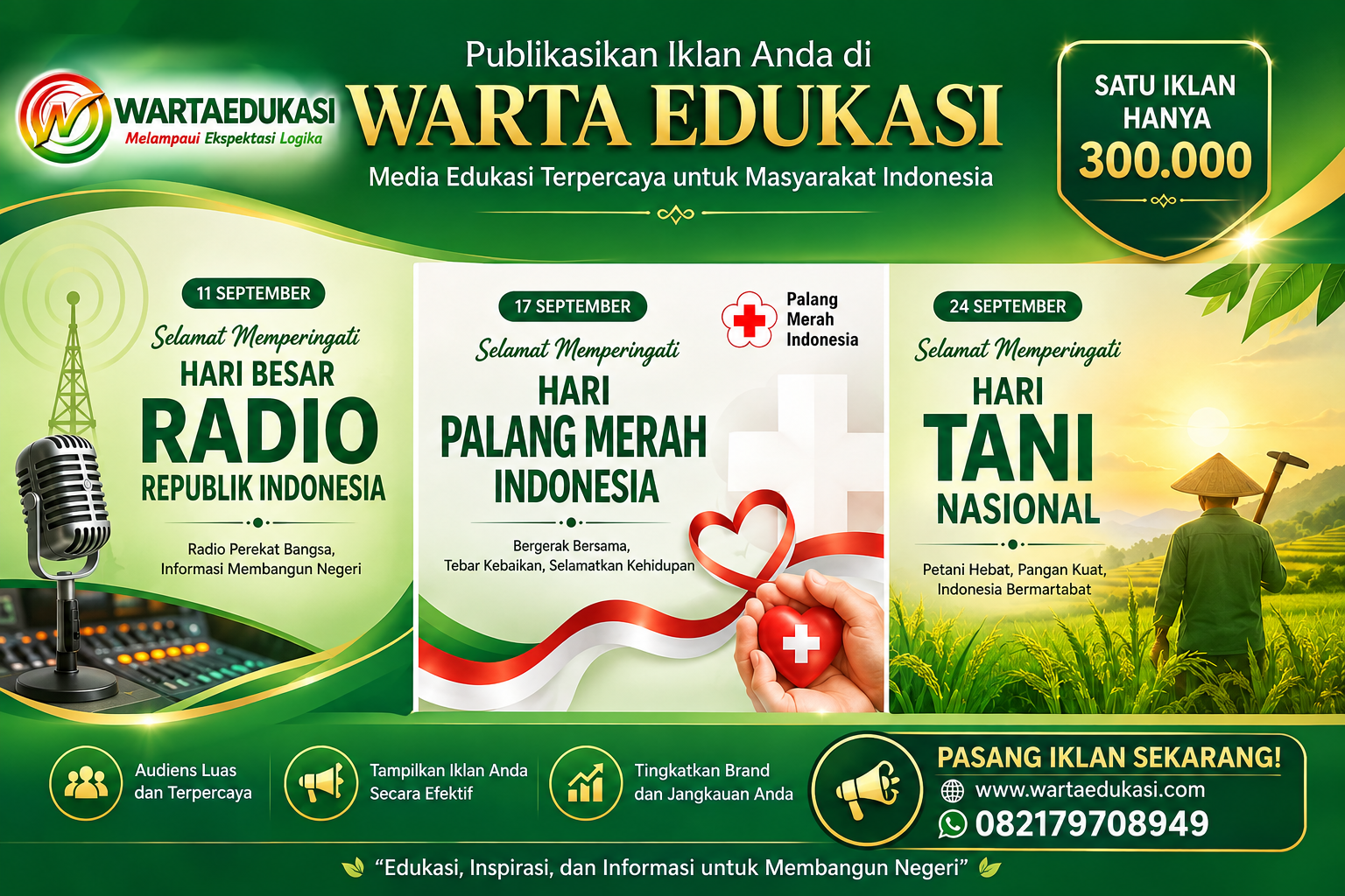Promo pasang iklan Warta Edukasi September 2026 Rp300.000
