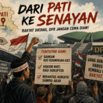 Ilustrasi demo masyarakat Pati di depan DPR RI menuntut RUU Perampasan Aset dan pemberantasan korupsi